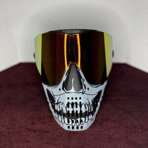 Rare Empire EVS Paintball Mask With Skull Design & Gold Lens